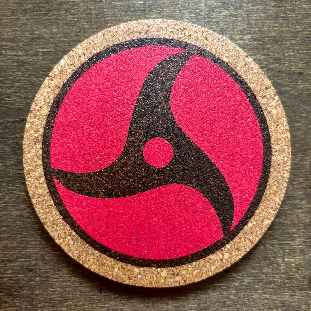 Naruto Itachi Mangekyou Sharingan Laser Engraved Painted Cork Coaster